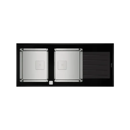 Teka Inset PureLine Glass sink with two bowls and one drainer 115160007