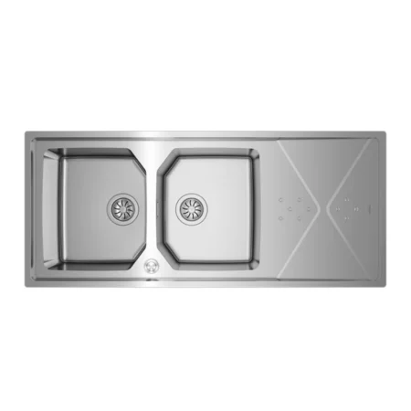 Teka Top/Flush reversible stainless steel sink with two bowls and one drainer