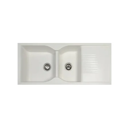 Granite Kitchen Sink Double Bowl Metallic White | Faucini