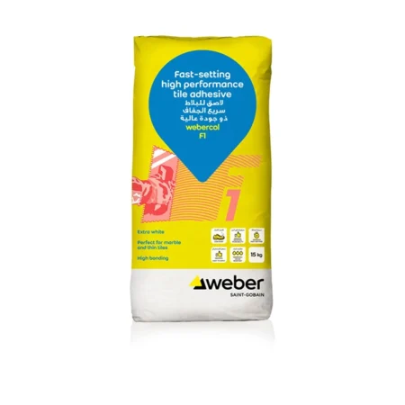 Weber webercol F1 – Fast-Setting Cementitious Tile Adhesive White (15 kg)