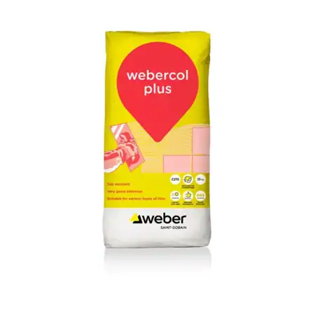 Weber webercol Plus – High-Performance Cementitious Tile Adhesive Grey (25 kg)